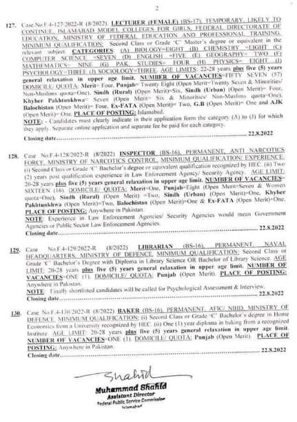 FPSC Lecturer Jobs 2022 3 FPSC Jobs 2022 Consolidated Advertisement 08 2