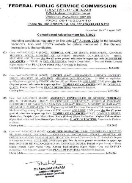 FPSC Lecturer Jobs 2022 2 FPSC Jobs 2022 Consolidated Advertisement 08 1