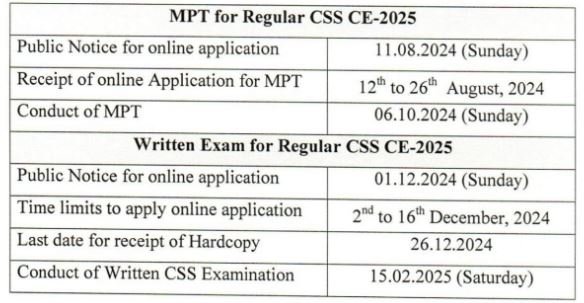 CSS Exam 2025 All Details 1 css exam date 2025 schedule