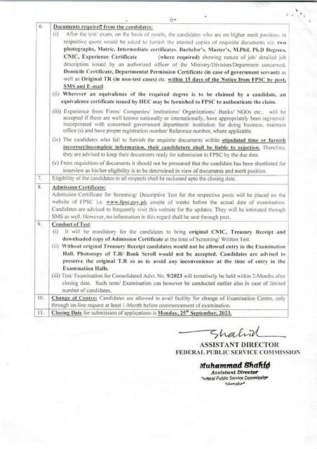 FPSC Jobs 2023 Advertisement No 9 1 FPSC Jobs 2023 Advertisement No 9