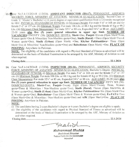 FPSC Jobs 2024 Advertisement No. 1 - Latest Jobs in FPSC