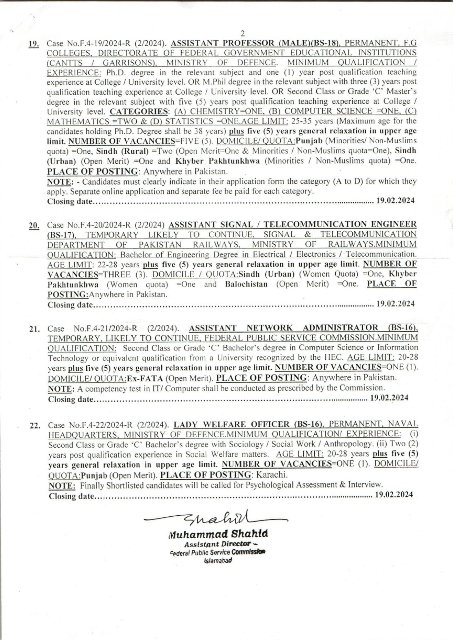 FPSC Jobs 2024 Advertisement No 2