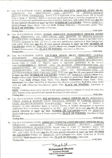 FPSC Jobs 2024 Advertisement No 2