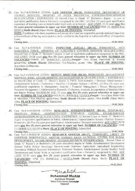 FPSC Jobs 2024 Advertisement No 2