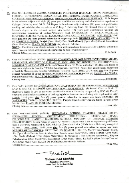 FPSC Jobs 2024 Advertisement No 4