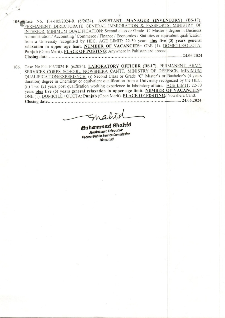 FPSC Jobs 2024 Advertisement No 6