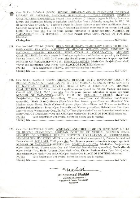 FPSC Jobs 2024 Advertisement No 7 4 fpsc jobs 2024 advertisement no7 page 0004