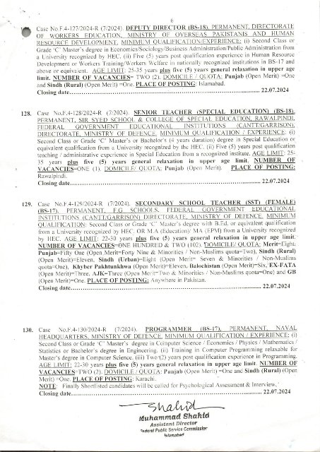 FPSC Jobs 2024 Advertisement No 7 6 fpsc jobs 2024 advertisement no7 page 0006