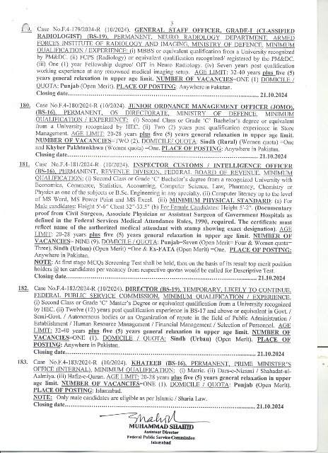 FPSC Jobs 2024 Advertisement No 10