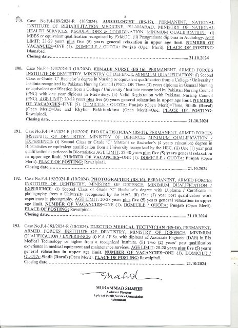 FPSC Jobs 2024 Advertisement No 10