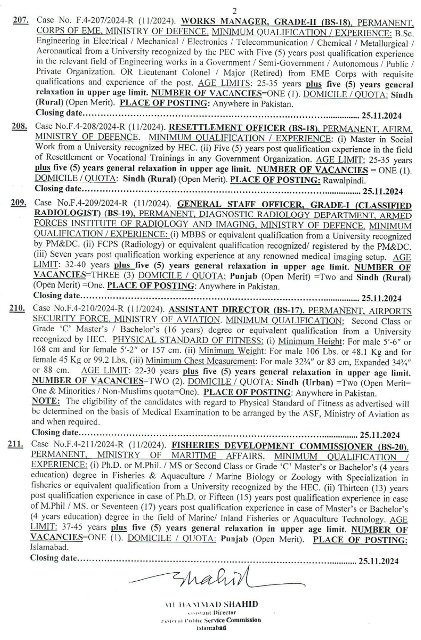 FPSC Jobs 2024 Advertisement No 11