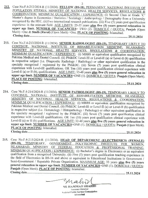 FPSC Jobs 2024 Advertisement No 11