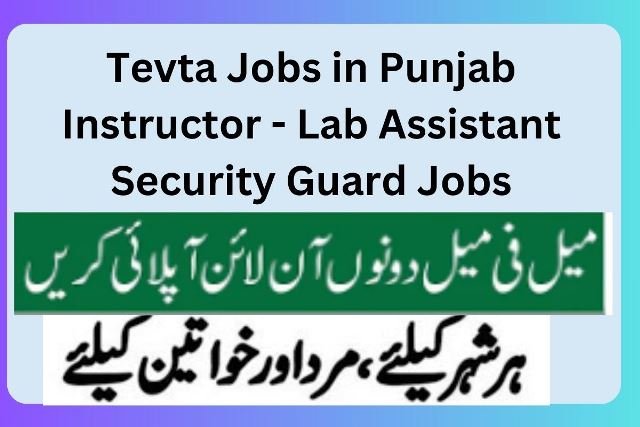 Tevta Jobs 2025 11 Tevta Jobs in Punjab Instructor - Lab Assistant Security Guard Jobs