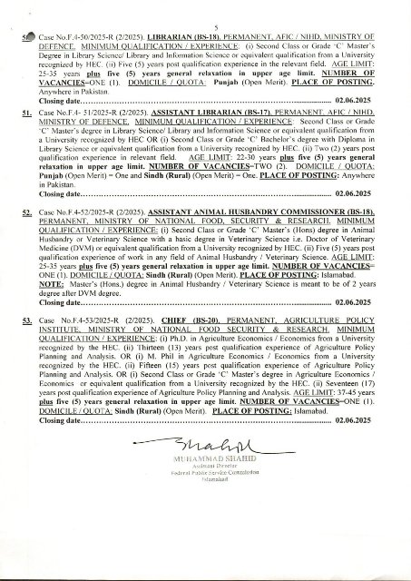 FPSC Jobs 2025 Advertisement No 02 Online Apply