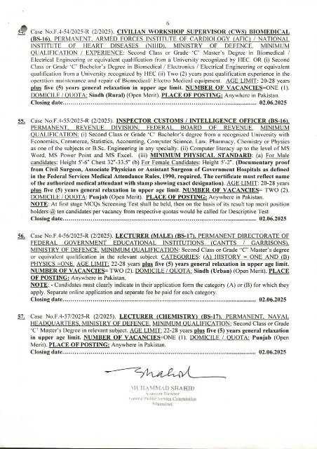 FPSC Jobs 2025 Advertisement No 02 Online Apply
