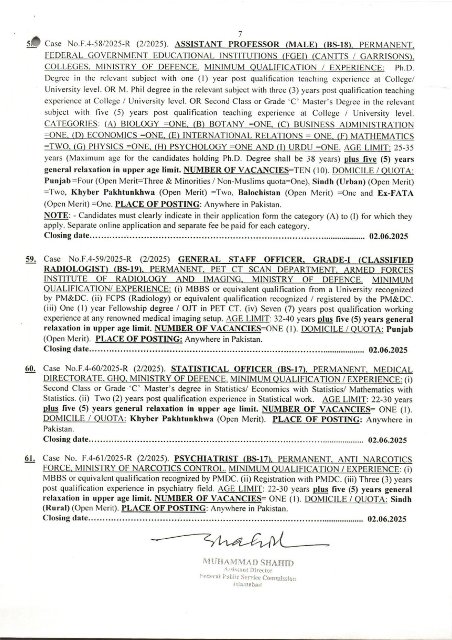 FPSC Jobs 2025 Advertisement No 02 Online Apply