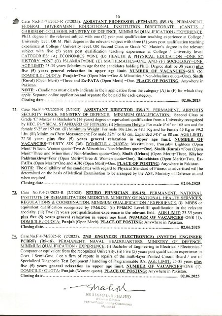 FPSC Jobs 2025 Advertisement No 02 Online Apply