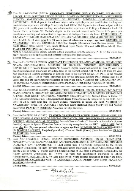 FPSC Jobs 2025 Advertisement No 02 Online Apply