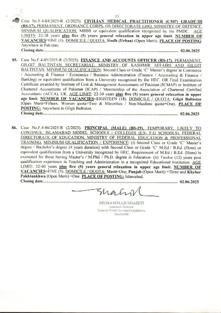 FPSC Jobs 2025 Advertisement No 02 Online Apply